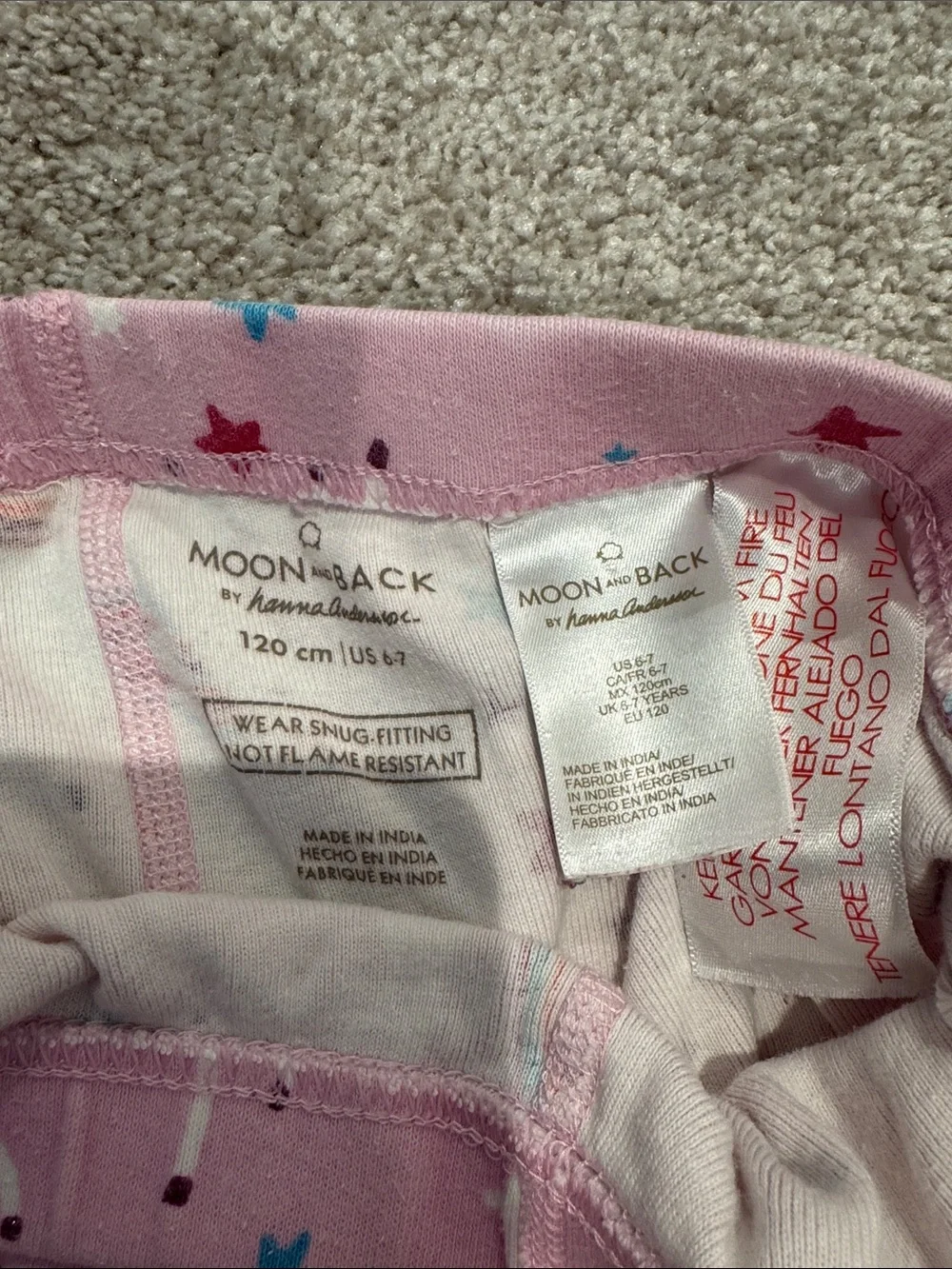 Hanna Andersson Girls Pink Unicorn Pajama Set with Stars